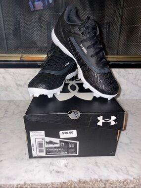 Under Armour Kids Black and White Turf Cleats